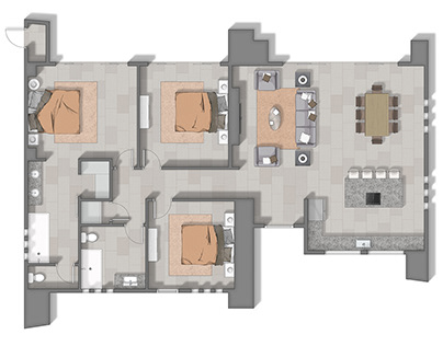 Floor plan 2D rendering in Texas.