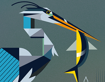 Great Blue Heron Geometric Illustration