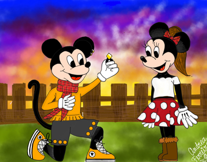 Minnie and Mickey in love