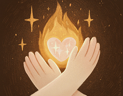 fire in heart illustration
