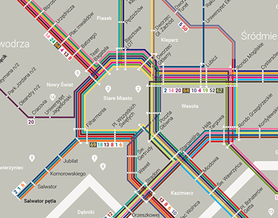 schemat sieci tramwajowej / tram network diagram
