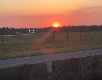 Beautiful sunset at the airport