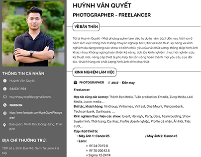 Project thumbnail - PROFILE: HUỲNH QUYẾT - PHOTOGRAPHER - FREELANCER