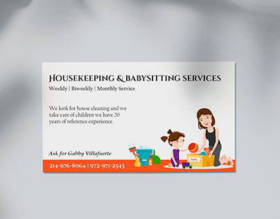 Housekeeping & Babysitting Business Card