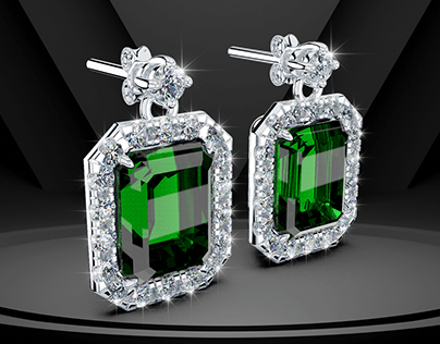 Emeralds and halo earings designs
