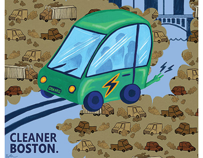 "Cleaner Cars. Cleaner Boston" Sustainability poster