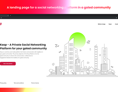 A landing page for a social networking platform