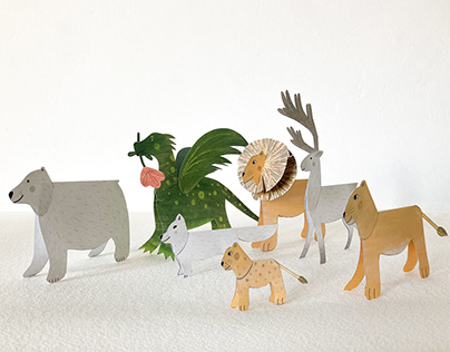Animals paper models for children's magazine