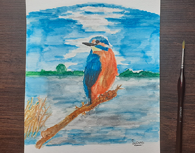 Pintura aquarelável de um passaro