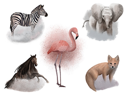 Digital animals illustrations
