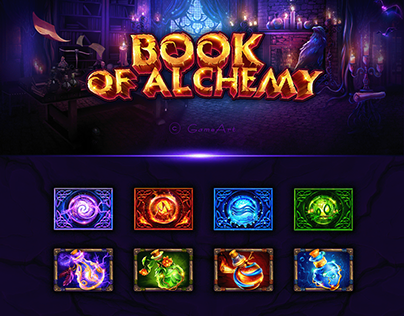 Book of alchemy / magic slot game for GameArt