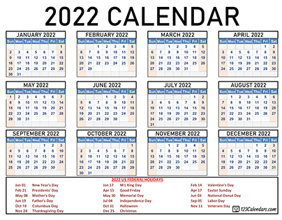 Year 2022 Calendar