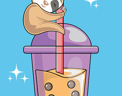Sloth on sipper Illustration