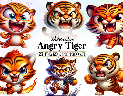 Angry Tiger Sublimation Clipart