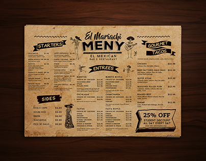 Mexican Food Menu Placemat