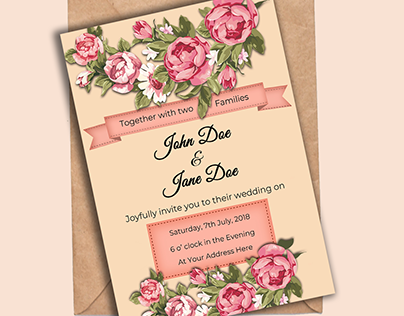 Peonies Wedding Invitation Card