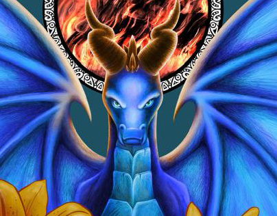 Mucha-inspired dragon illustration