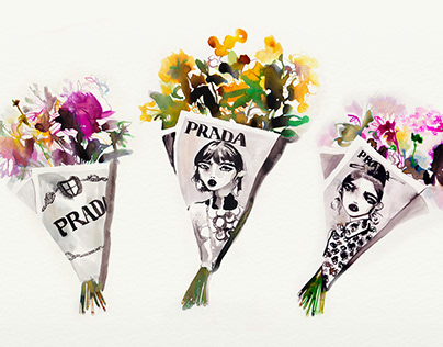 Prada Flowers Fashion Illustration