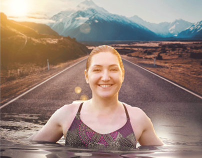 Girl Swim In Road In Photoshop