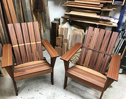 Modern Adirondack chair and ottoman