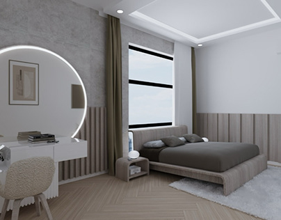•Interior design of scandinavian bedroom