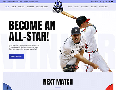San Diego Baseball League Website Design & Development