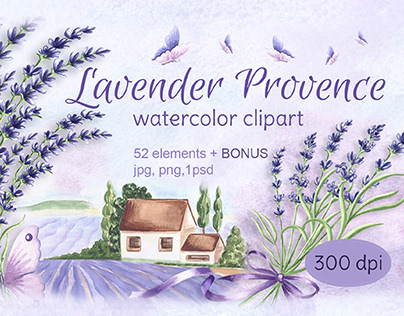 Lavender watercolor illustrations
