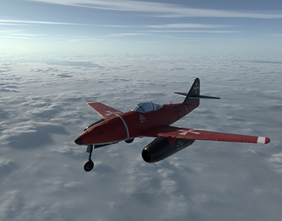 Modelado 3D de Messerschmitt me 262 estilo Barón Rojo.