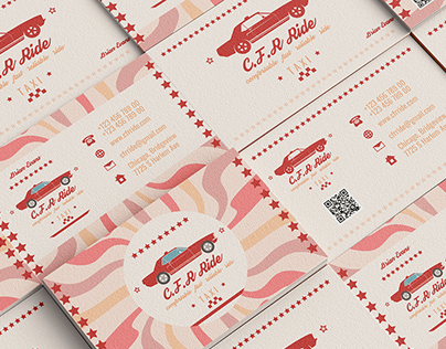 Taxi business cards in retro style