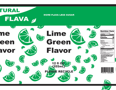 Natural Flava Lime Green Flavor Soda Label