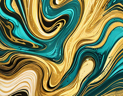 Fluid Art with Liquid Gold and Tidewater Green Waves!