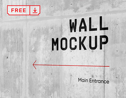 Free Concrete Wall Wayfinding Mockup