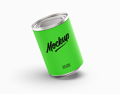 Free Tilted Tin Can Mockup