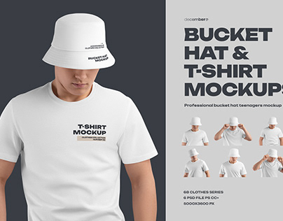 Mockup Bucket Hat and T-Shirt + 1 Free