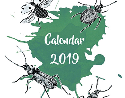 Illustration based table-top calendar for the year 2019