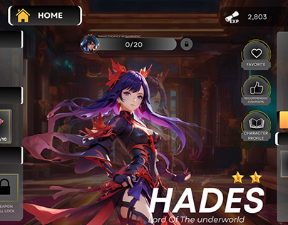 CHARACTER PAGE UI CONCEPT - MOBILE GAME