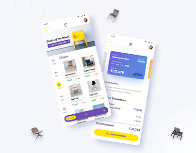 E-Commerce App, Wireframe & Interaction design