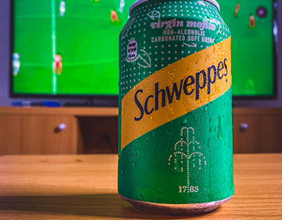 Product photography of Schweppes