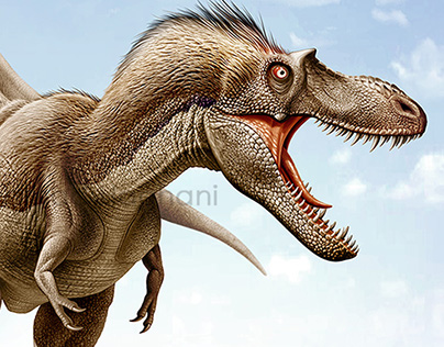 Gorgosaurus running across an open desert