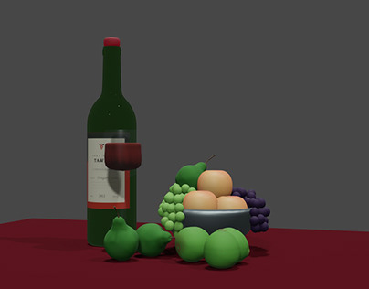 Modelado vino y frutas