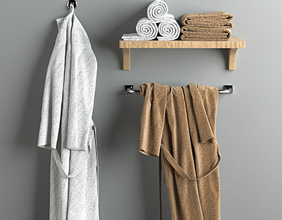 Bathroom towels and bathrobe