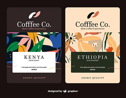 Coffee Label Concept with Seamless Floral Pattern