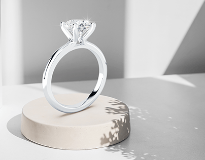Custom Solitare Diamond Engagement Ring Render + 360
