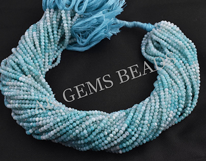 Natural Micro Amazonite Shaded Faceted Rondelle Beads