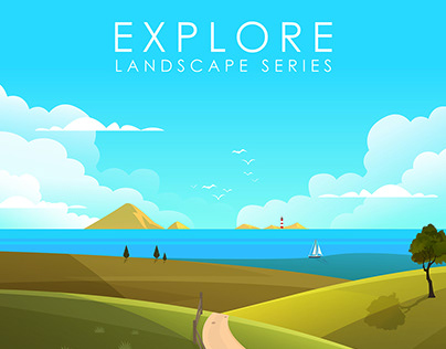Explore – travel and landscape illustration set