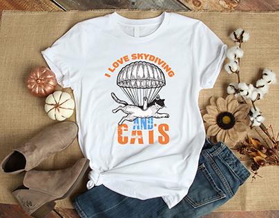 I love Skydiving And Cats t-shirt design