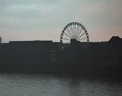 A Ferris Wheel on the Riverbank of the Rhine