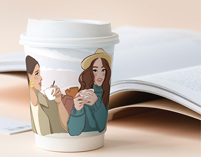Golden time coffee cup collection illustration