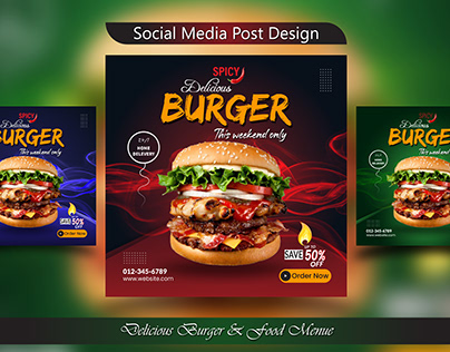 Food Menu with Bruger Social Media Post