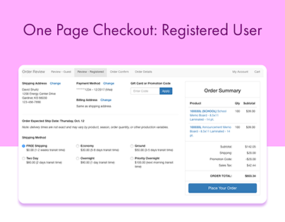One Page Checkout - Registered User